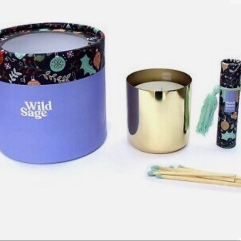 New Bed Bath and Beyond Candle Gift Set Linzer Torte Matches Gift Box Wild Sage